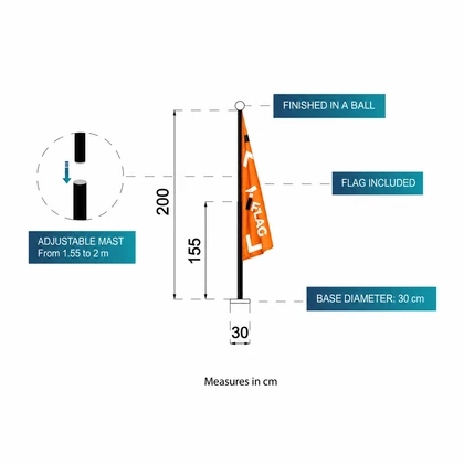 Infografia com as medidas de bandeira para despacho.