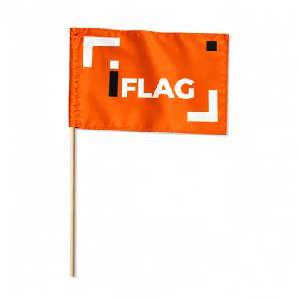 Bandeira de mão personalizada com vareta de madeira.