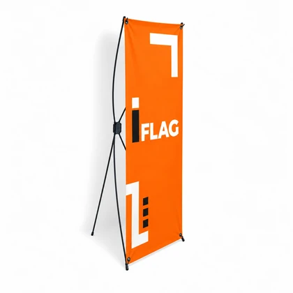 X Banner personalizado com estrutura e impressão.